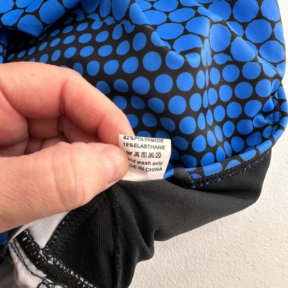 Blue & Black Halter Neck Polka Dot Swim Dress Cover-Up 2XL Beachwear Slimming - Picture 5 of 9